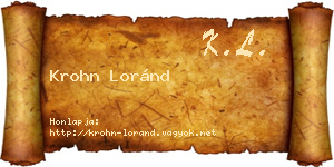 Krohn Loránd névjegykártya